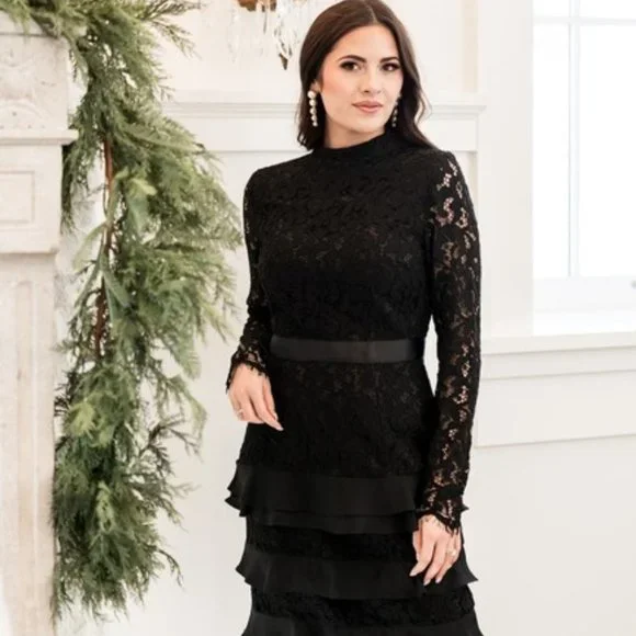Rachel Parcell Dresses | Rachel Parcell Xxs Long Sleeve Lace Dress Black | Color: Black | Size: Xxs | Meltgarcia's Closet